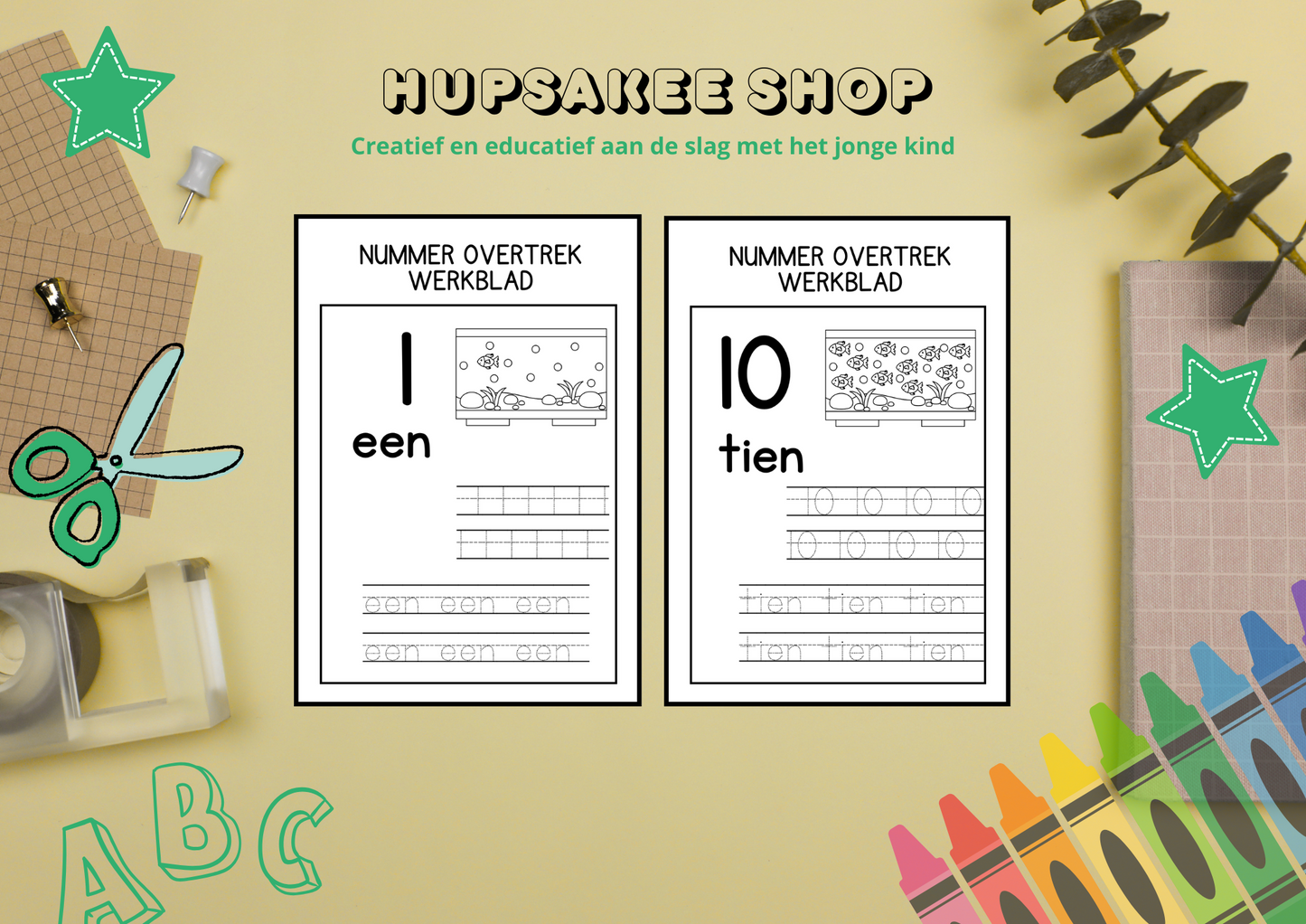Cijfers leren schrijven – 10 oefenbladen (1 t/m 10)