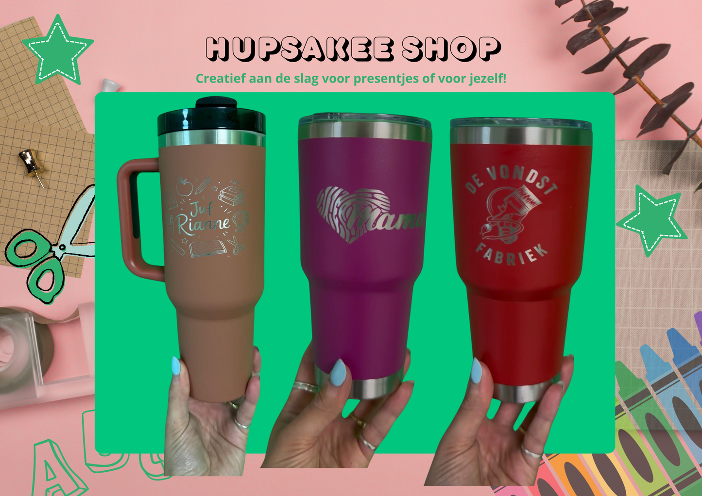 Drinkbeker middel (Donker groen / Olijf groen / Oranje)