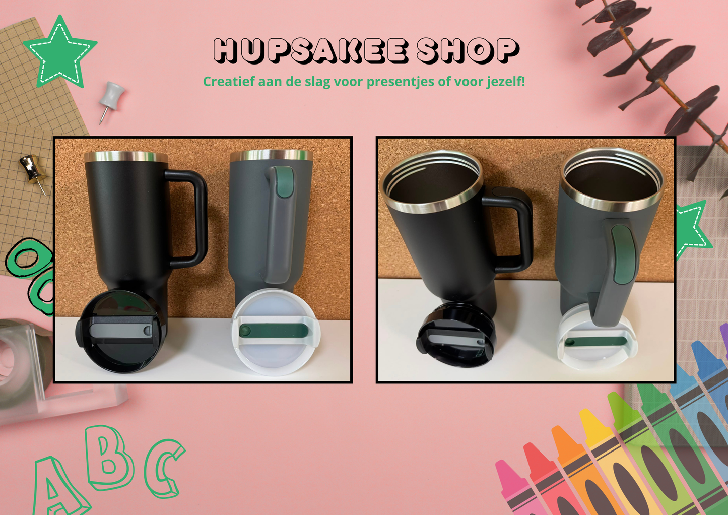 Drinkbeker groot (Zwart / Grijs)