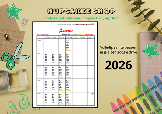 Maandplanner voor gastouders (agenda 2026)